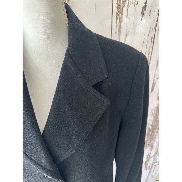 Vintage Dumas Black Cashmere Blend Overcoat Long Coat Size 14 - Picture 4 of 6
